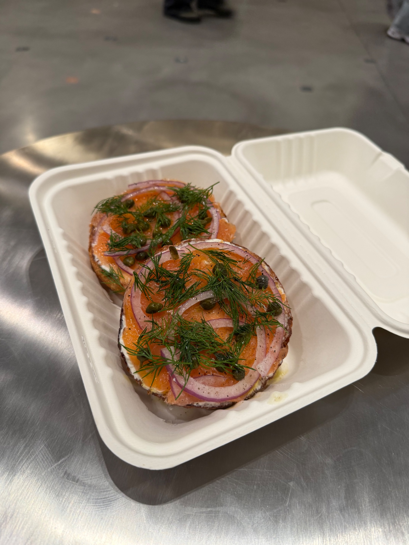 Lox bagel with capers and dill