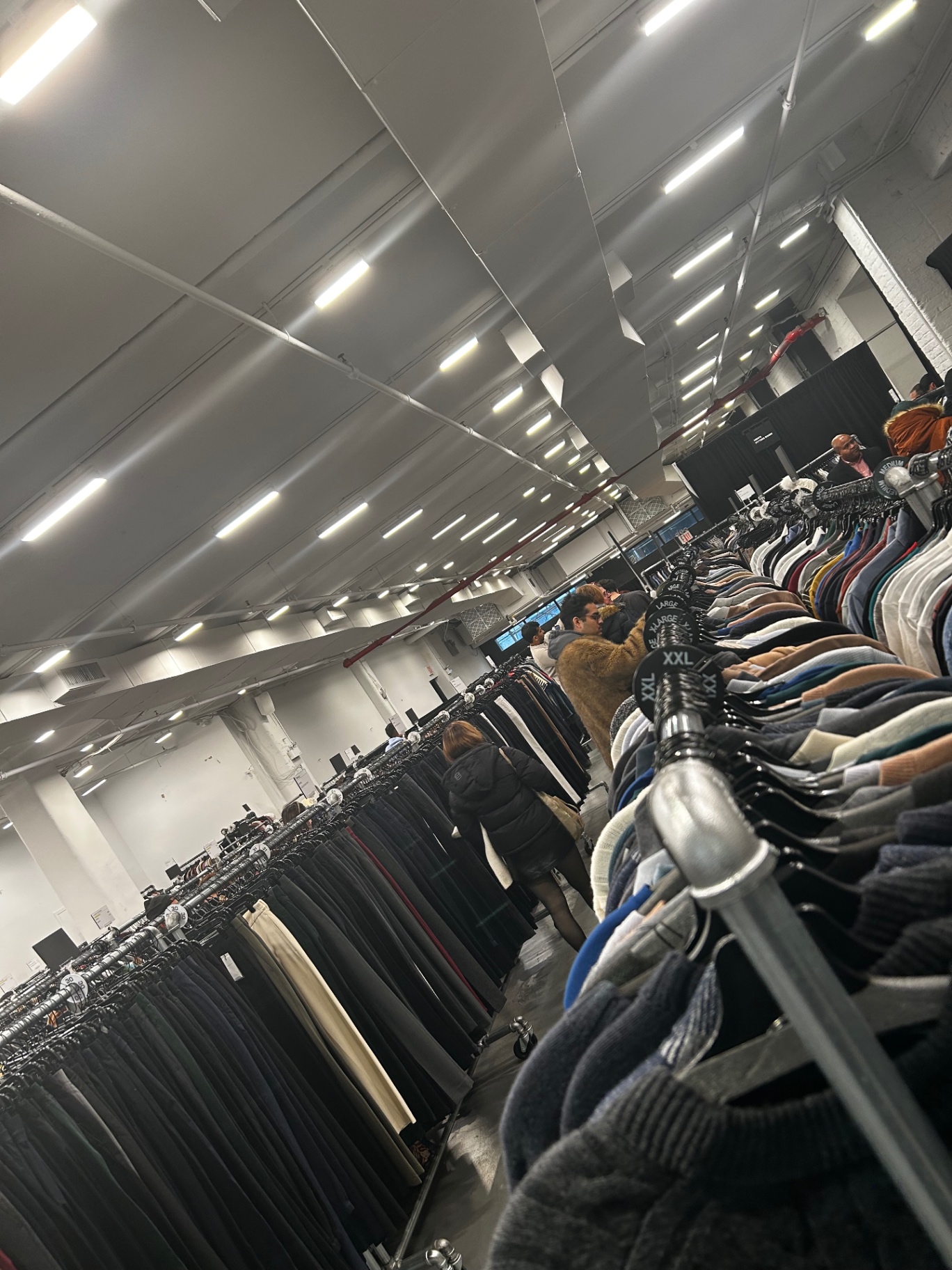 Vintage clothing warehouse racks