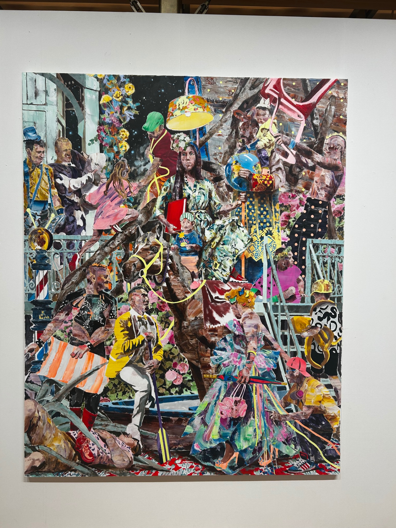 Vibrant figurative painting in a Tokyo gallery