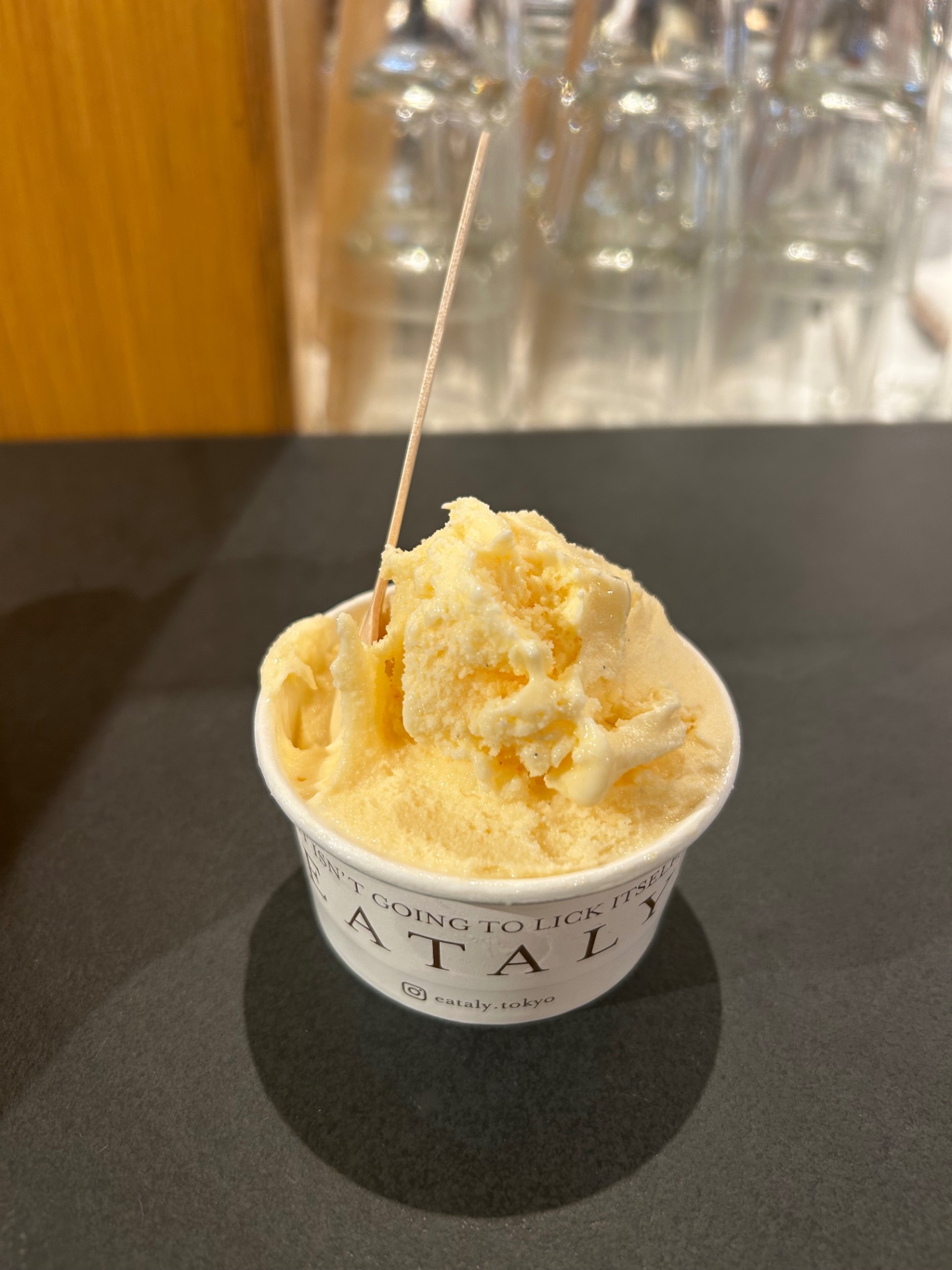 Gelato in an Eataly Tokyo paper cup