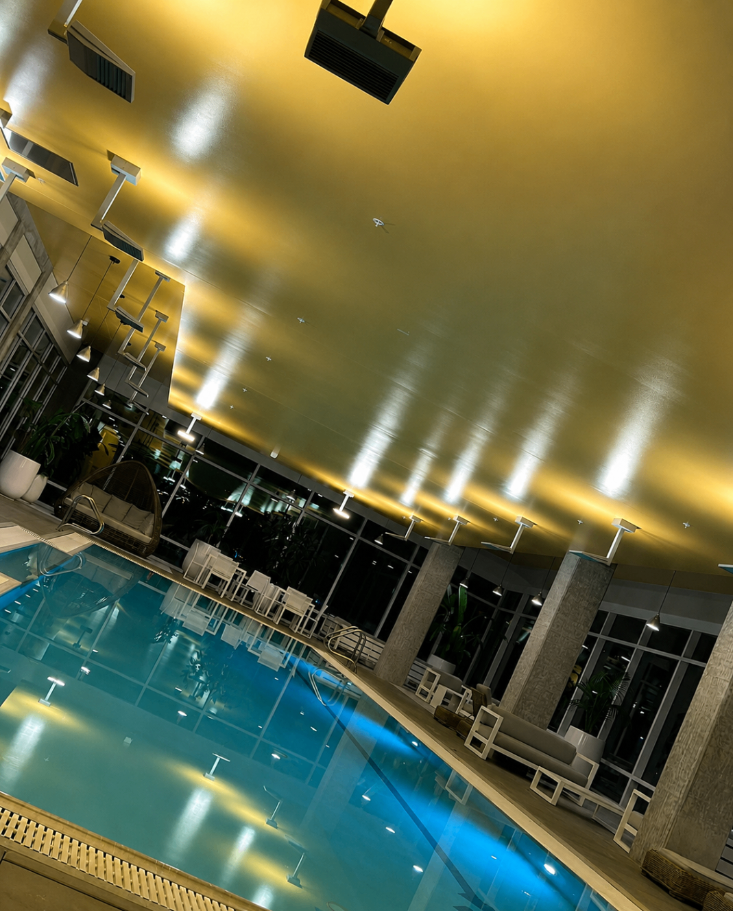 Rooftop pool at night